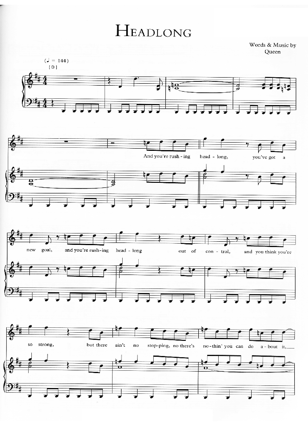 Headlong sheet music