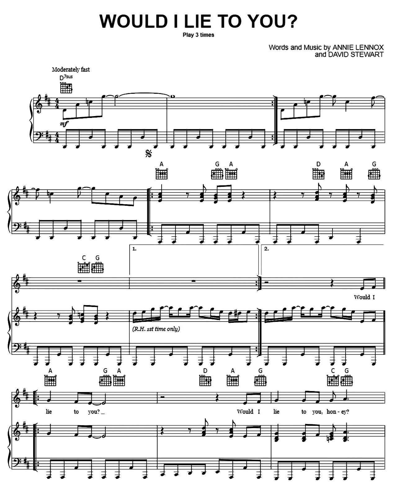 Would I Lie To You sheet music