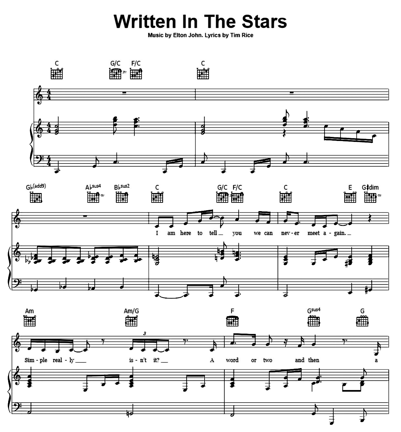 Written In The Stars (from Aida) sheet music