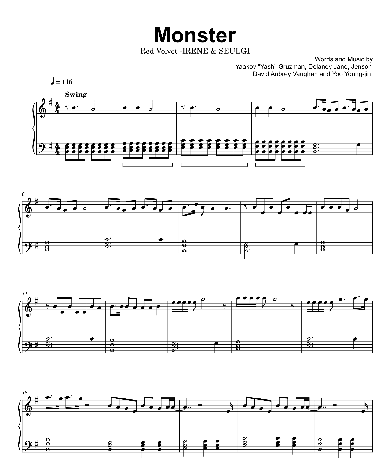 Monster (Red Velvet, IRENE & SEULGI) sheet music