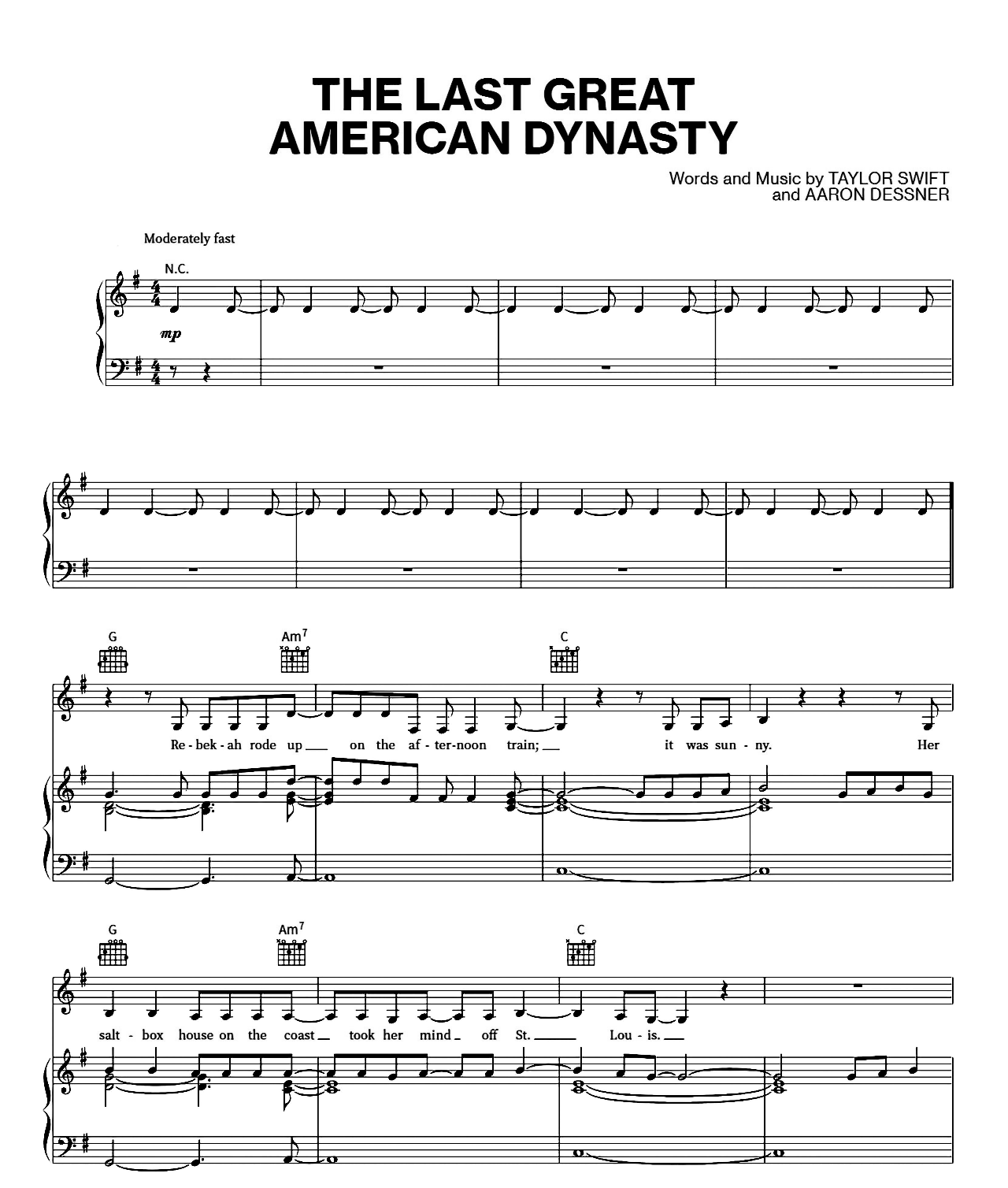 The Last Great American Dynasty sheet music