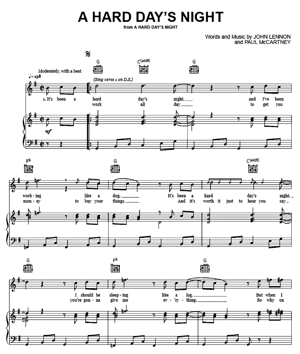 A Hard Day's Night sheet music