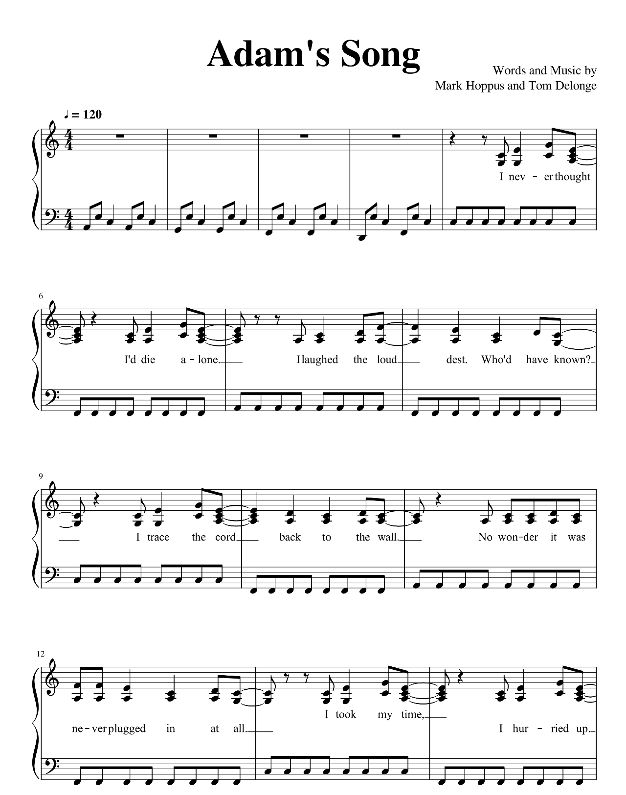 Adam's Song sheet music