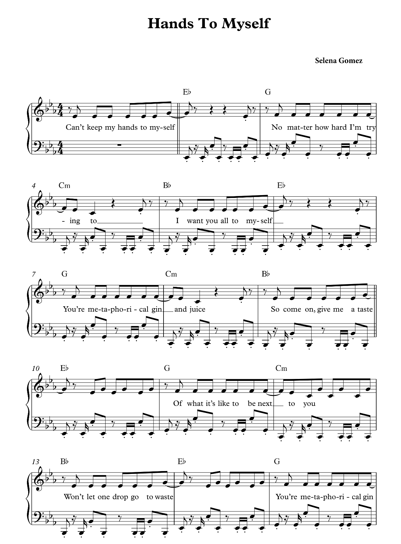 Hands To Myself sheet music