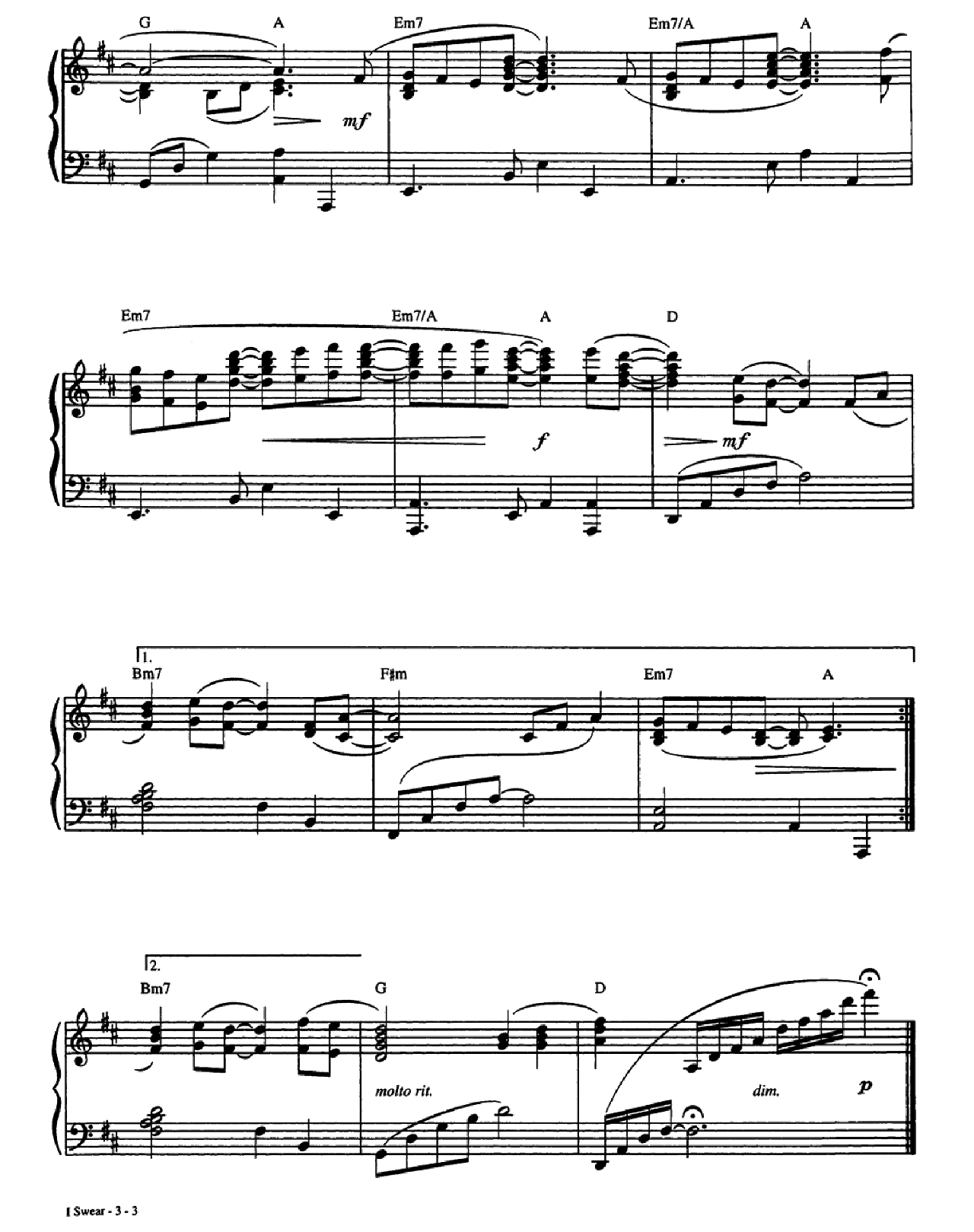 I Swear sheet music 3