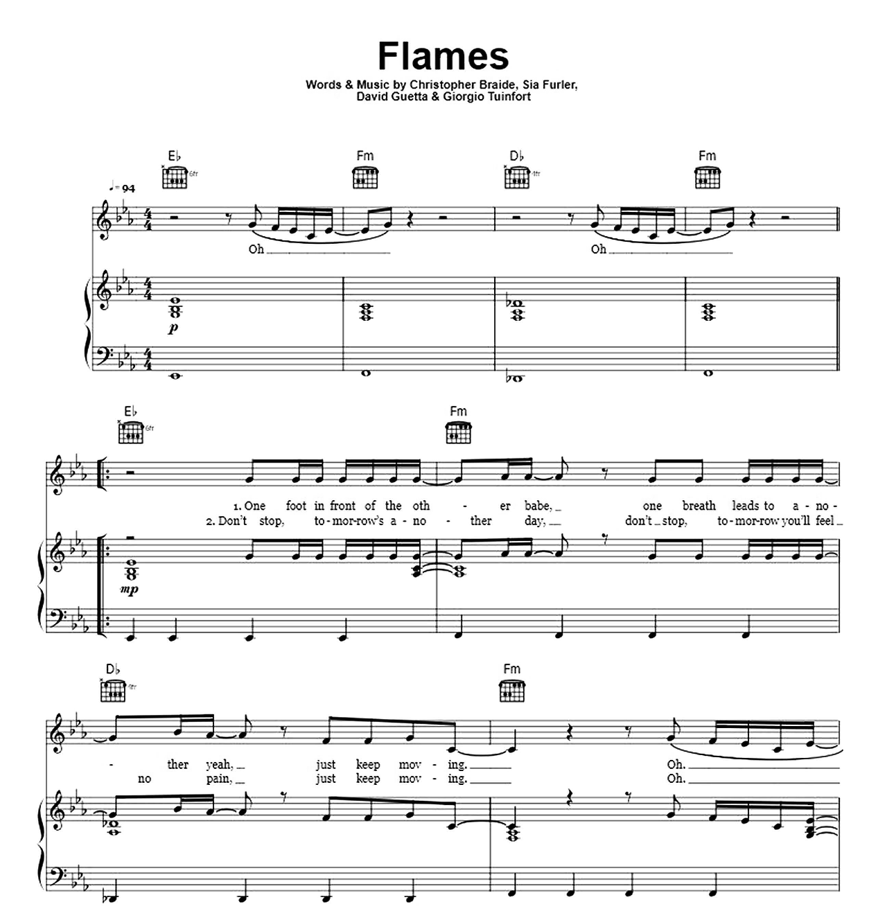 Flames sheet music