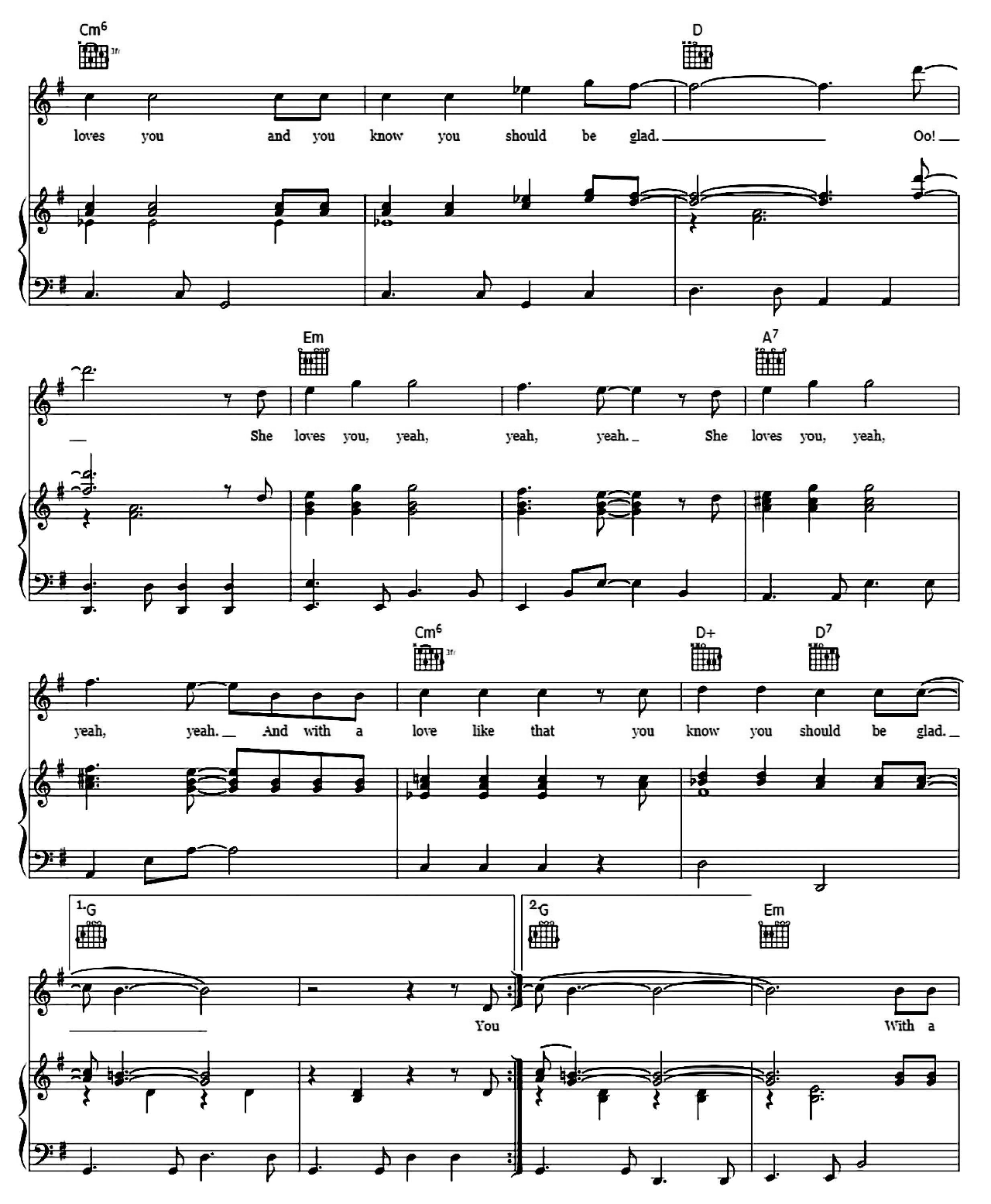 She Loves You sheet music 4