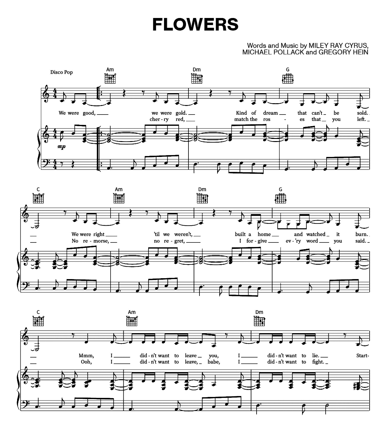 Flowers sheet music