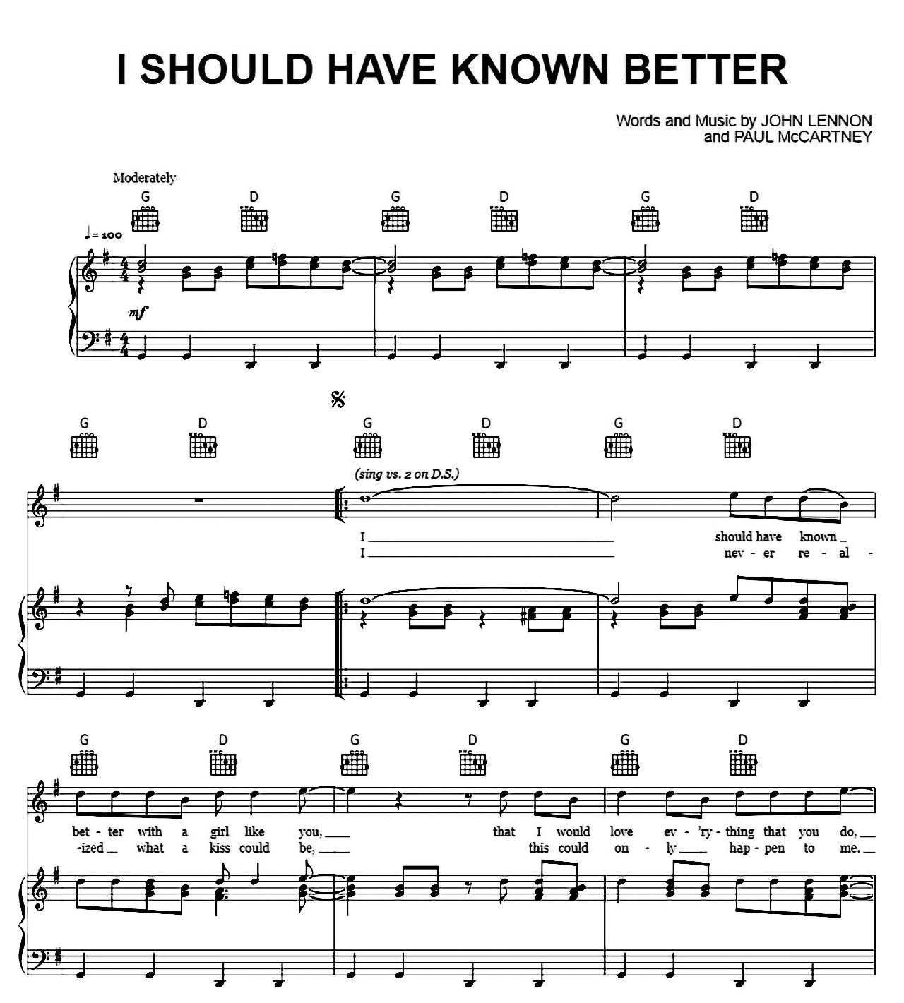 I Should Have Known Better sheet music
