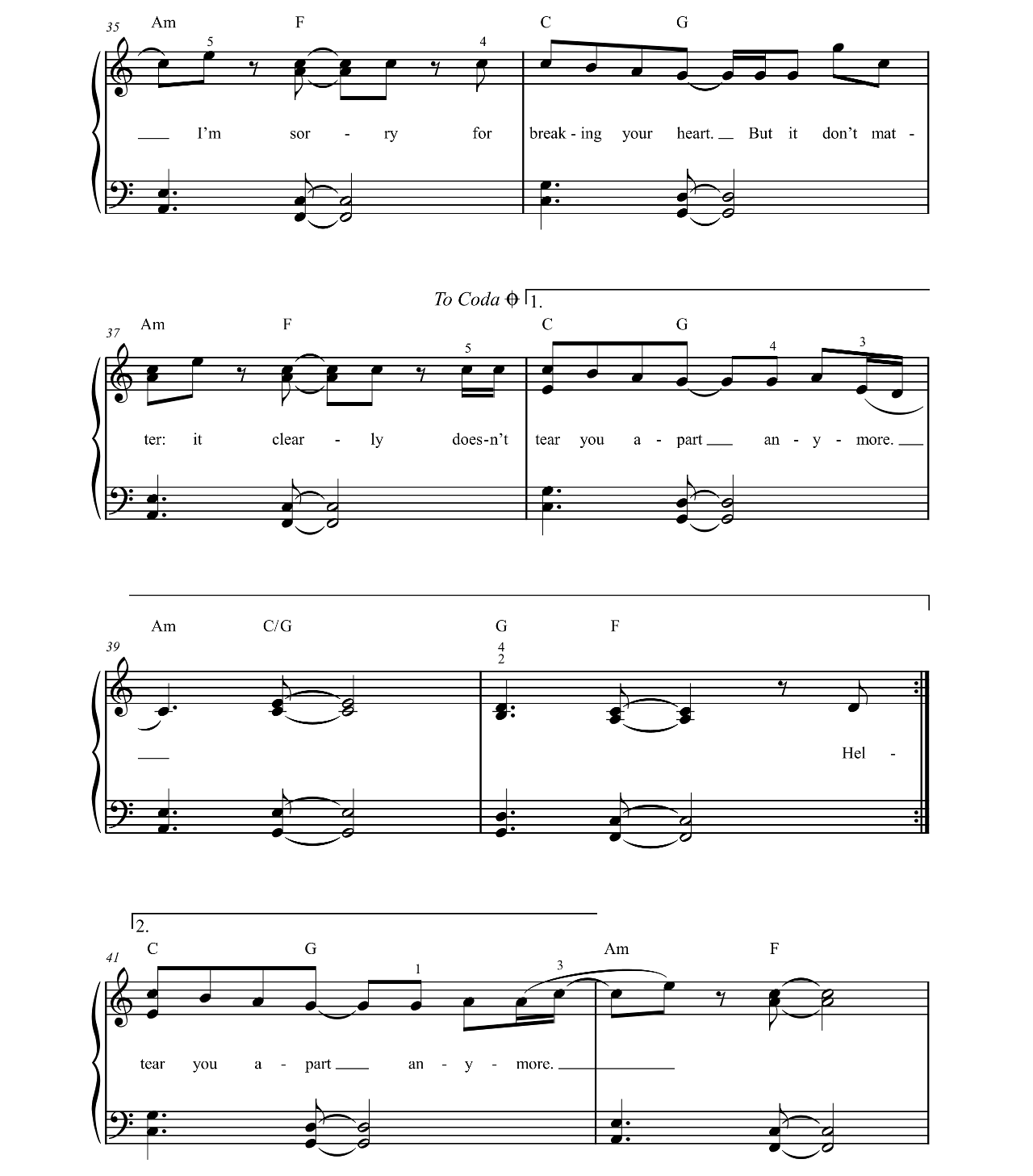 Hello sheet music 5
