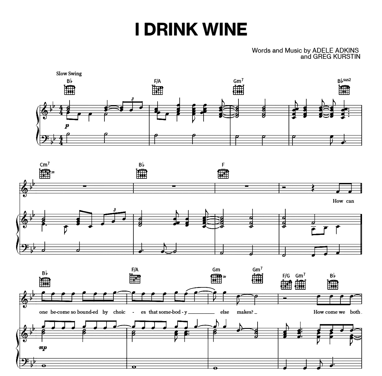 I Drink Wine sheet music