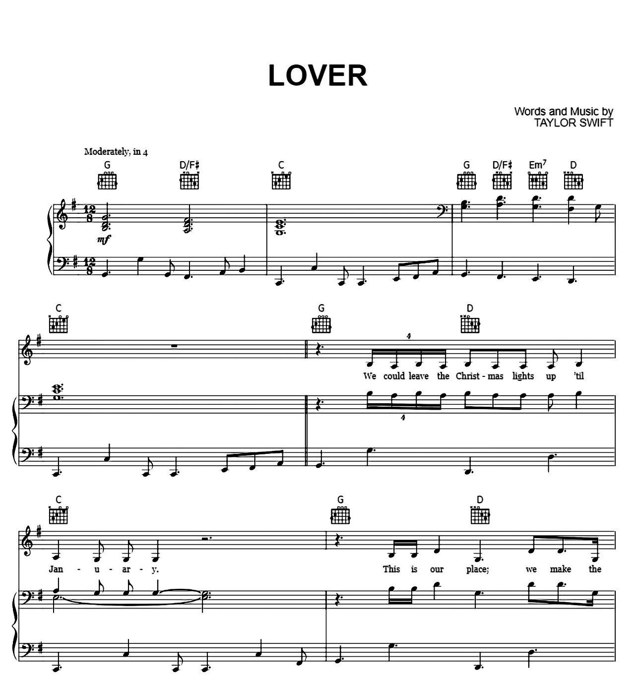 Lover sheet music