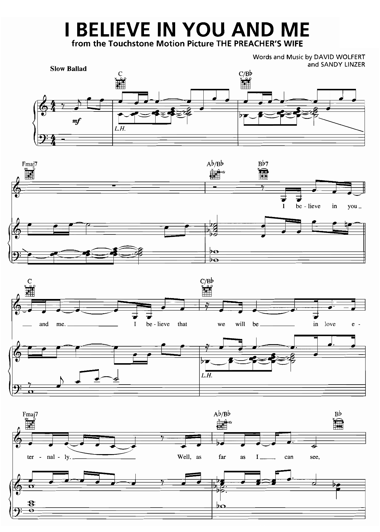 I Believe In You And Me sheet music