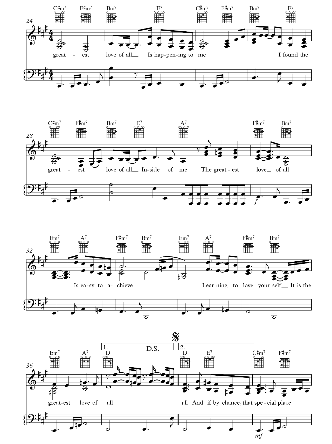 Greatest Love Of All sheet music 3