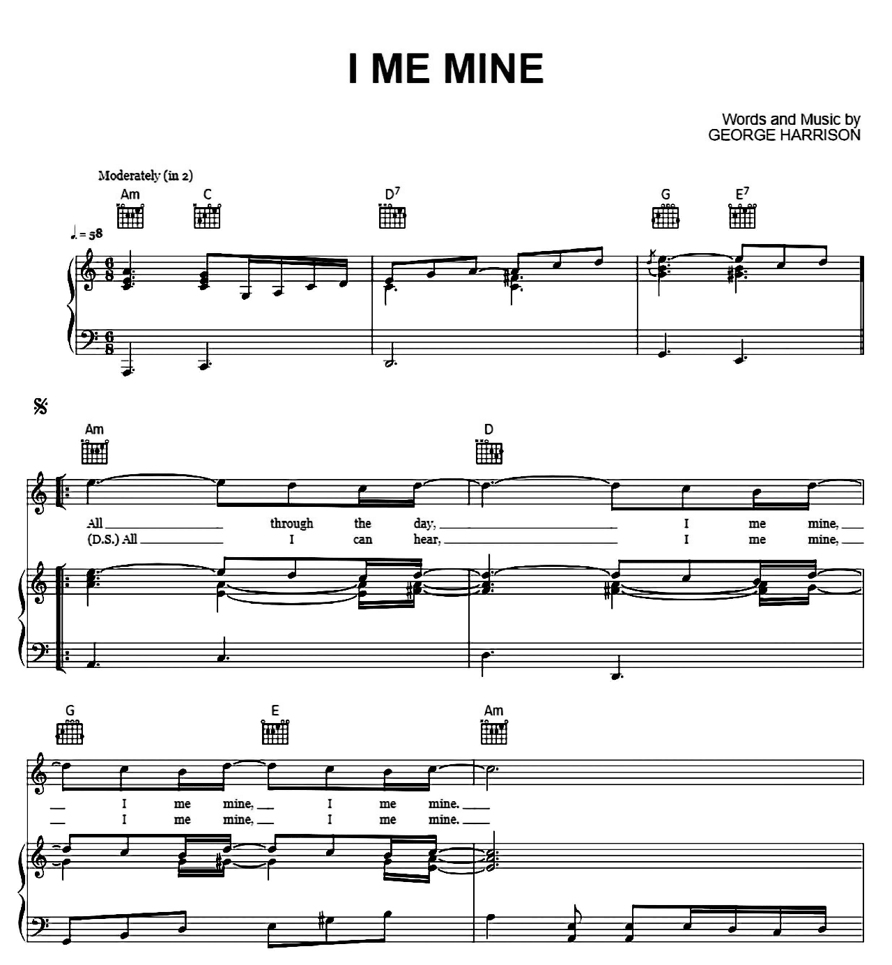 I Me Mine sheet music