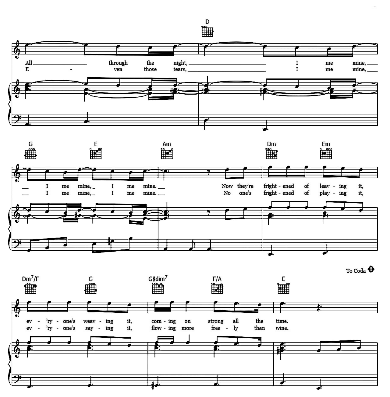 I Me Mine sheet music 2