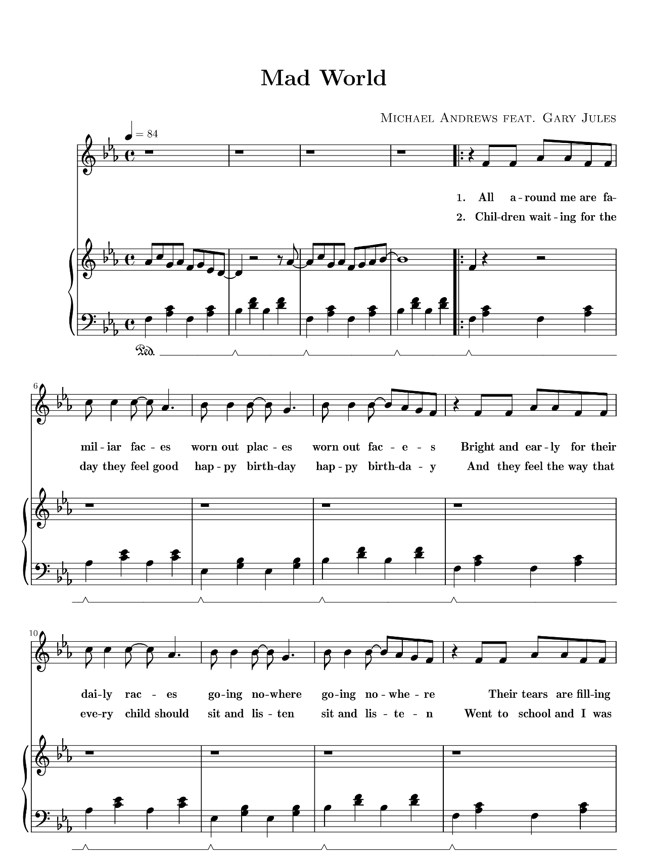 Mad World sheet music