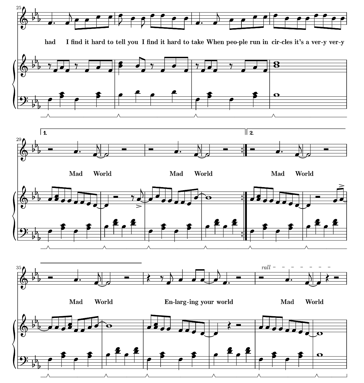 Mad World sheet music 3