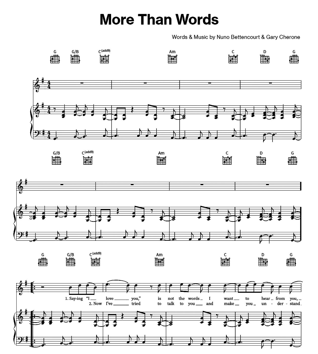 More Than Words sheet music