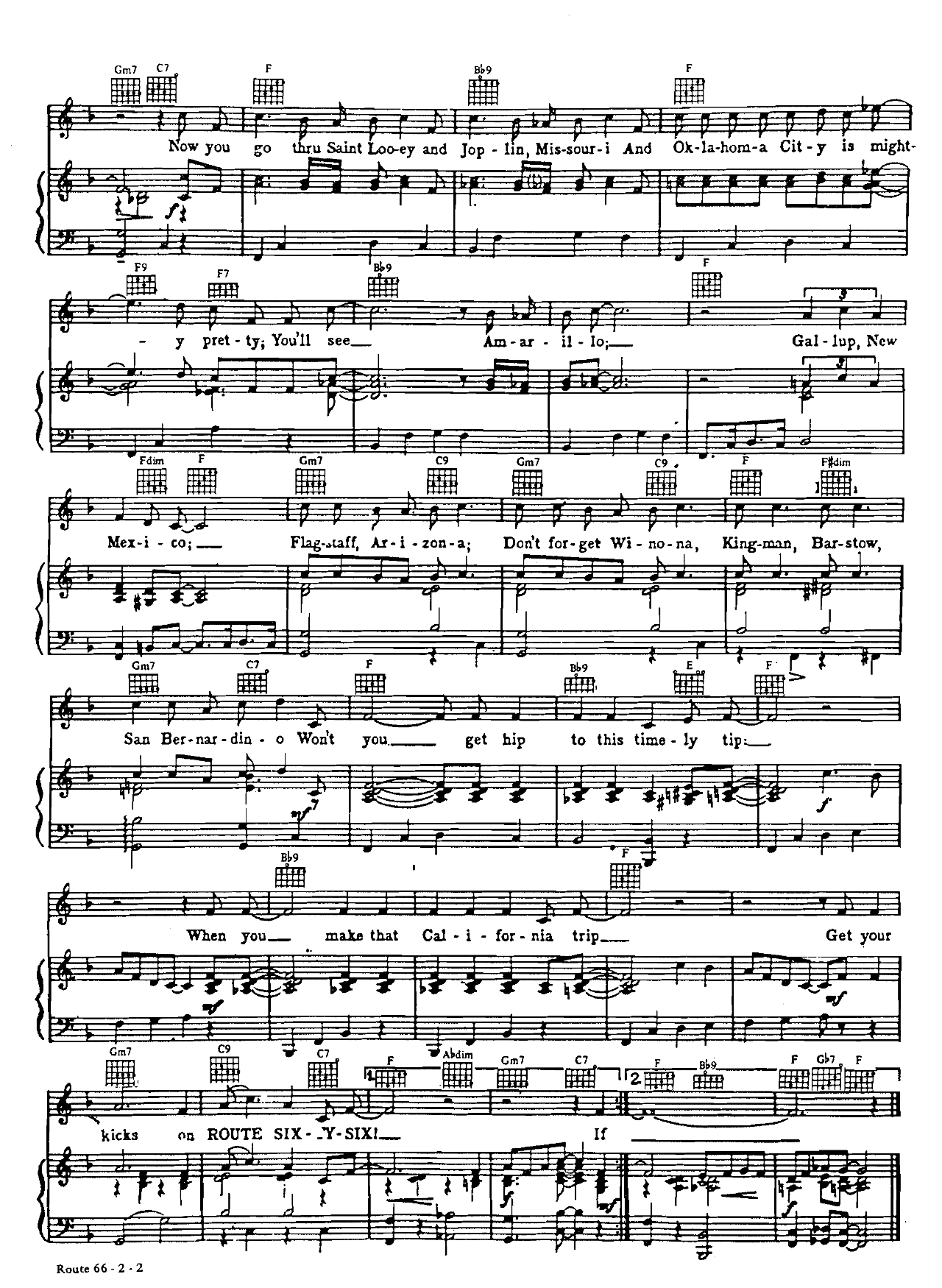 Route 66 sheet music 2