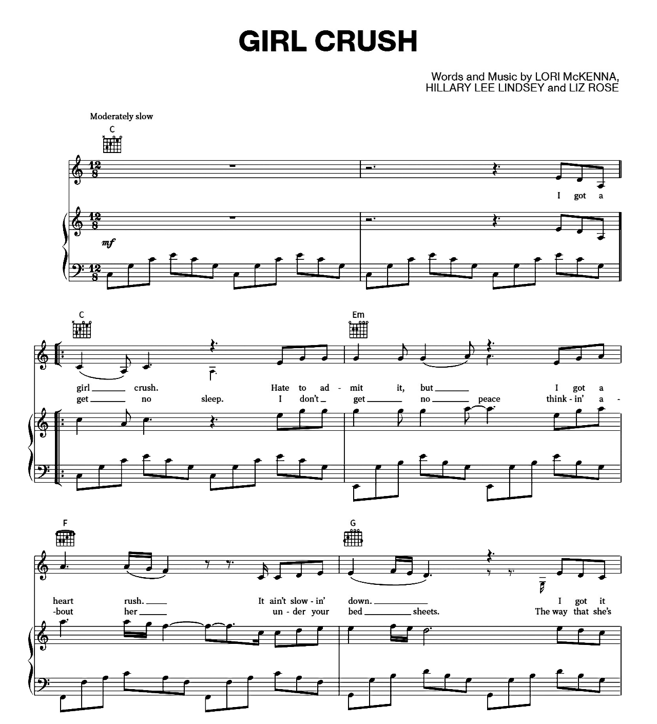 Girl Crush sheet music