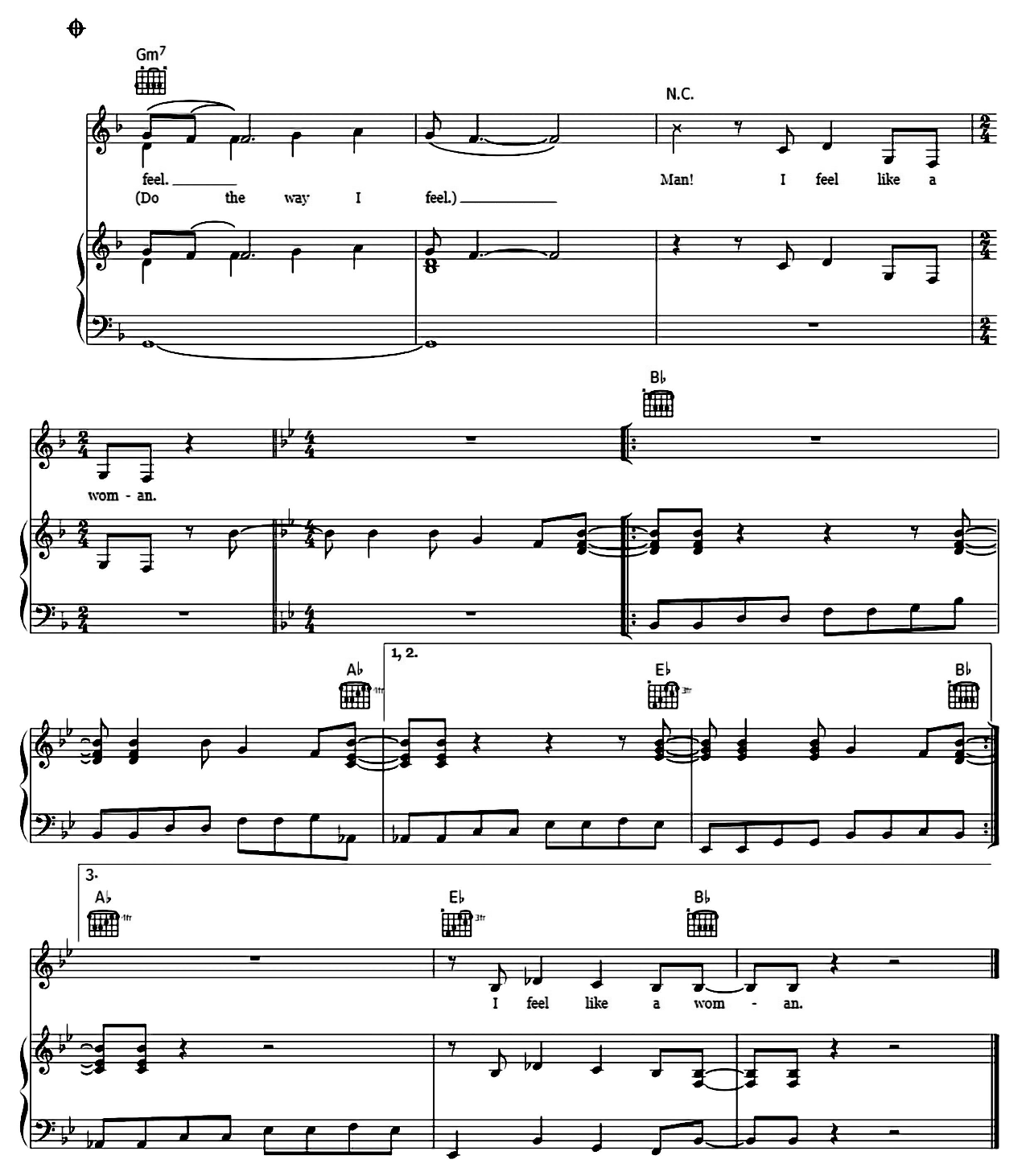 Man I Feel Like A Woman sheet music 6