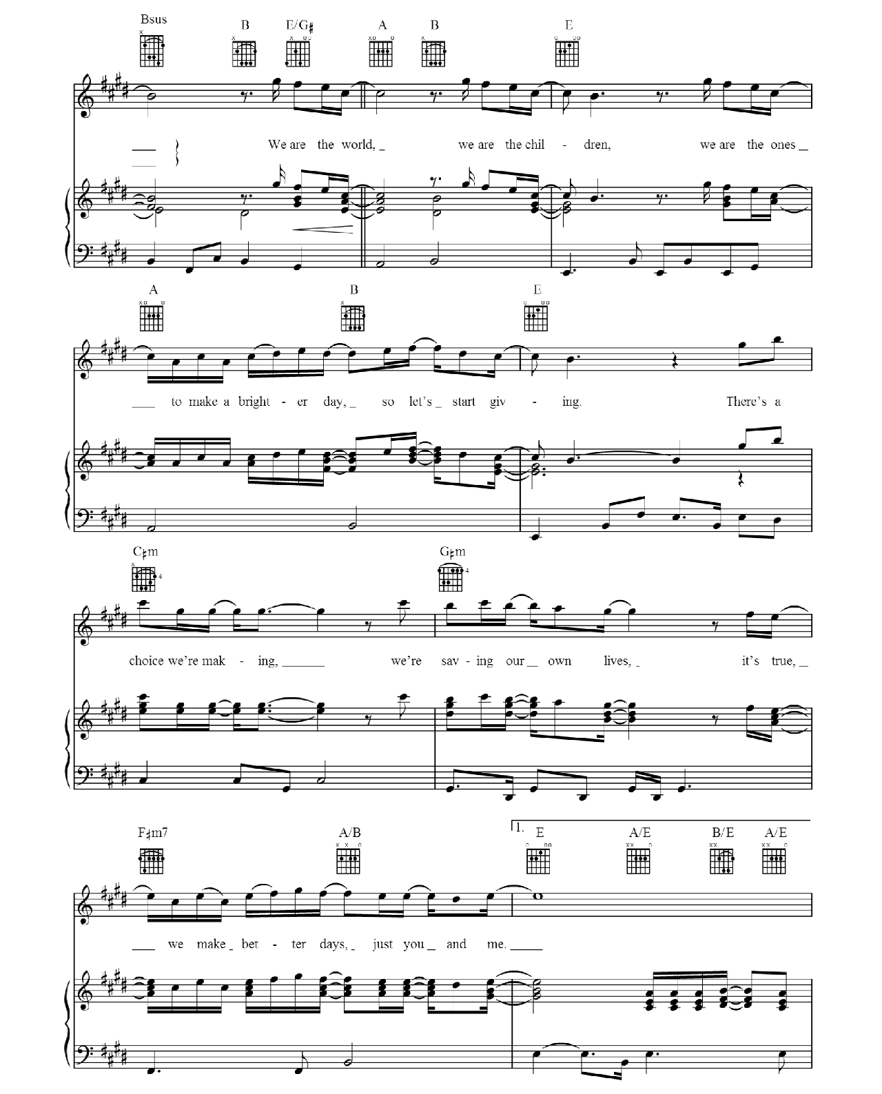 We Are The World sheet music 3