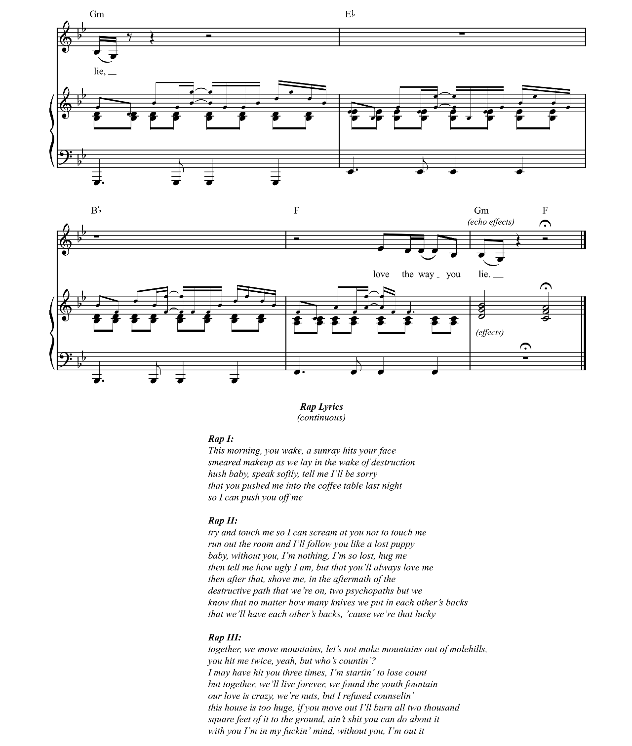 Love The Way You Lie Part 2 sheet music 8