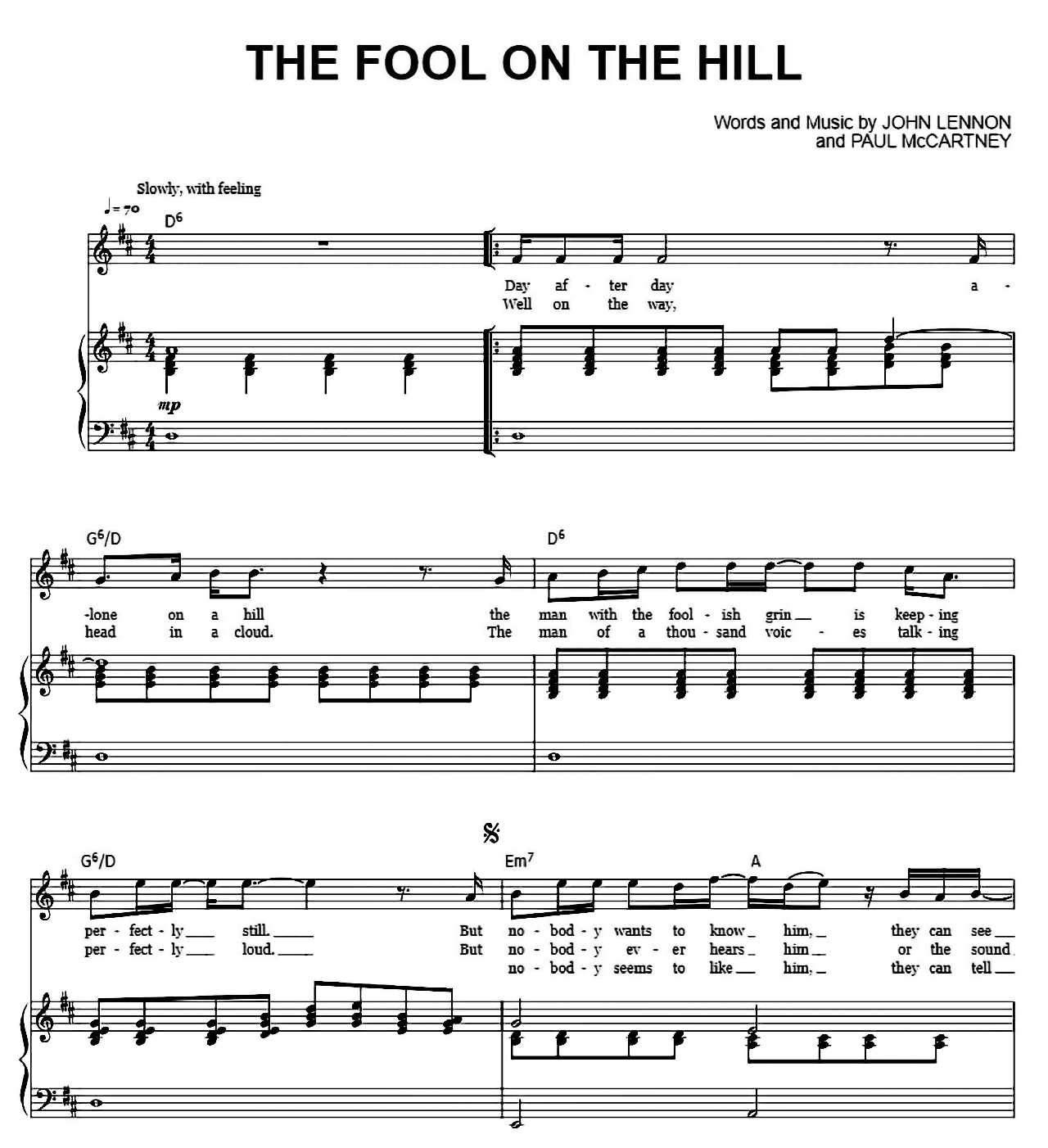 The Fool On The Hill sheet music