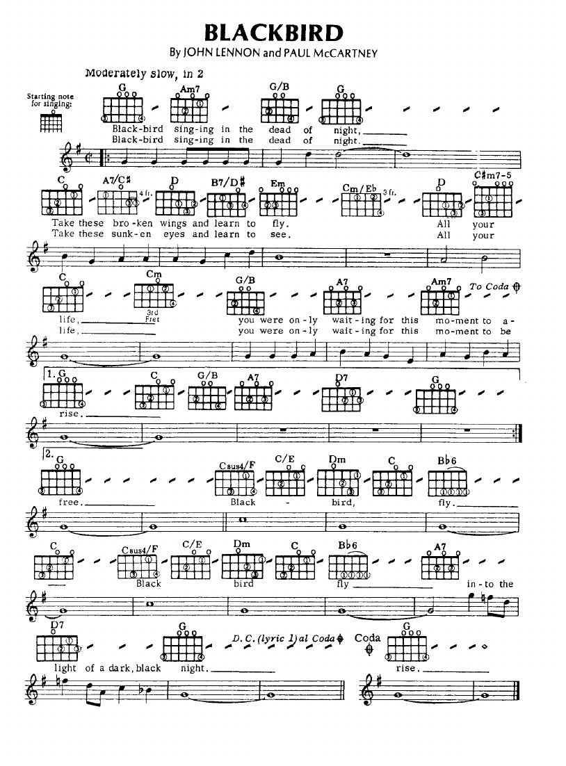 Blackbird sheet music