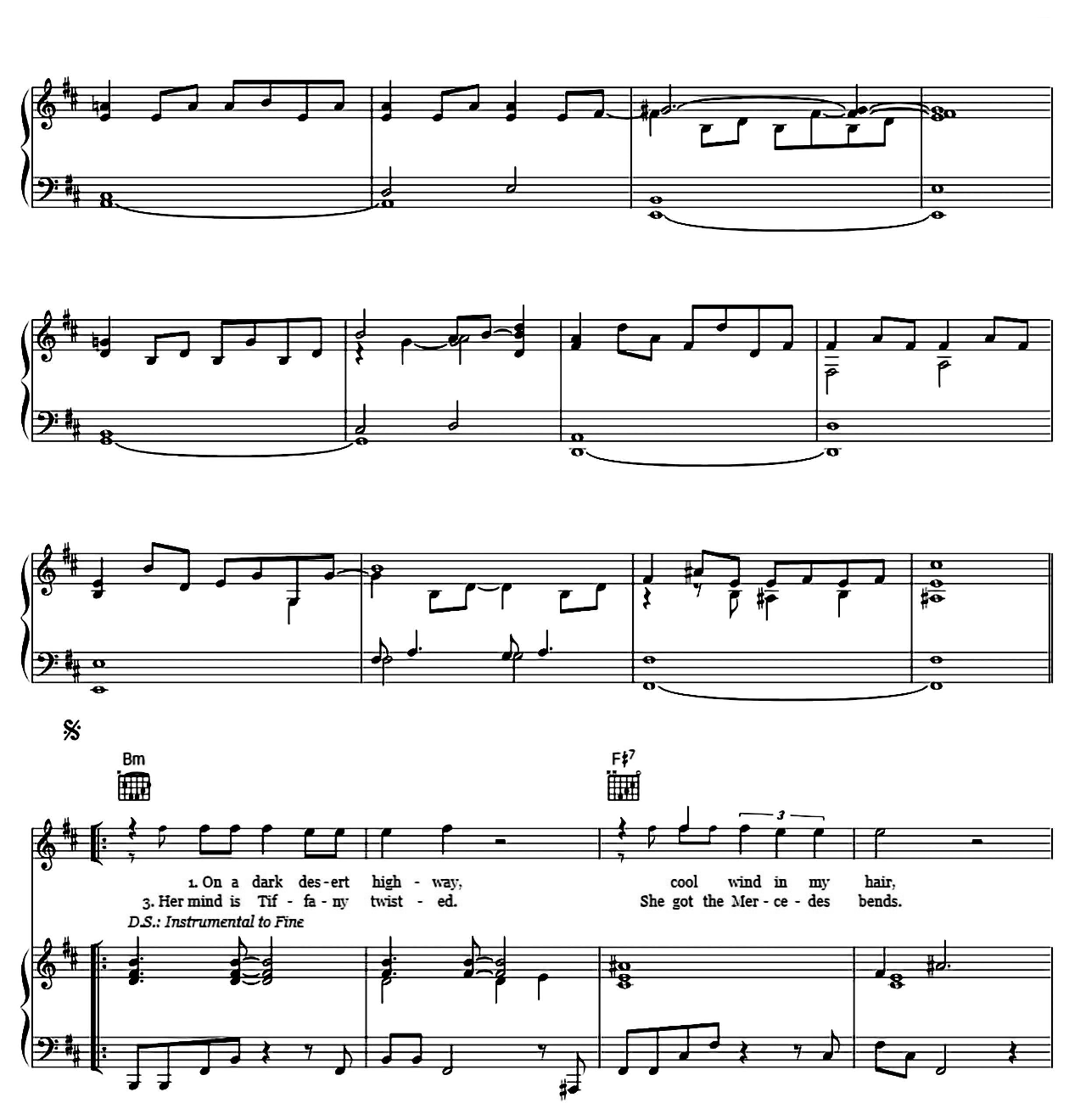 Hotel California sheet music 2