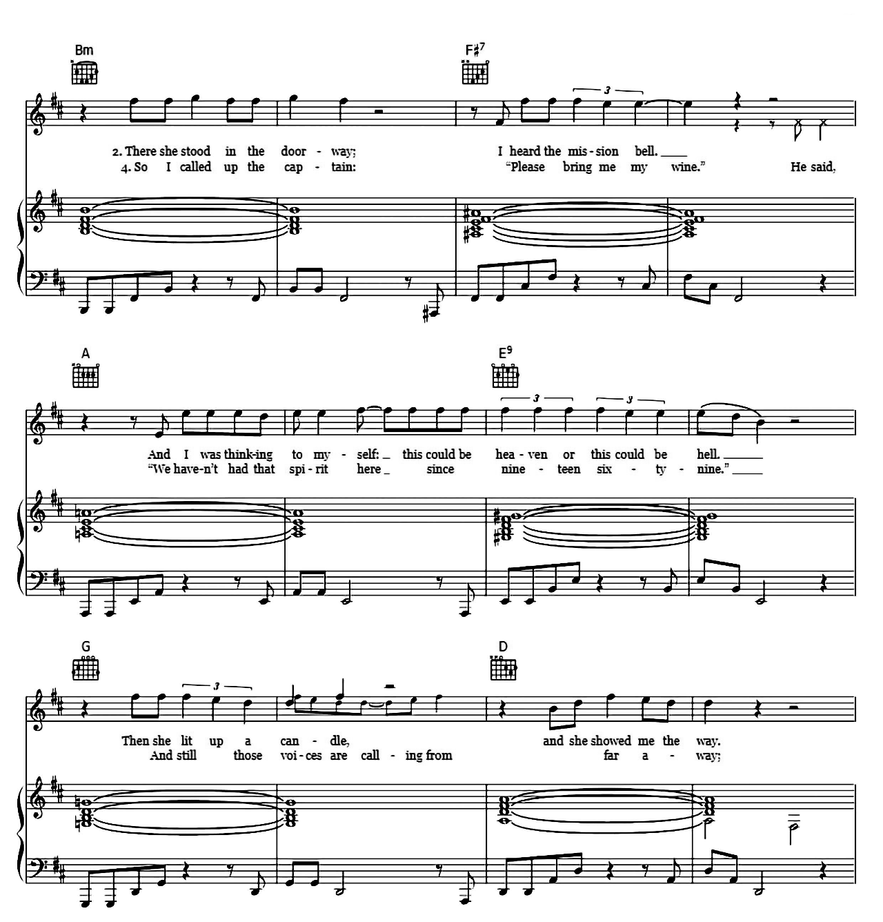 Hotel California sheet music 4