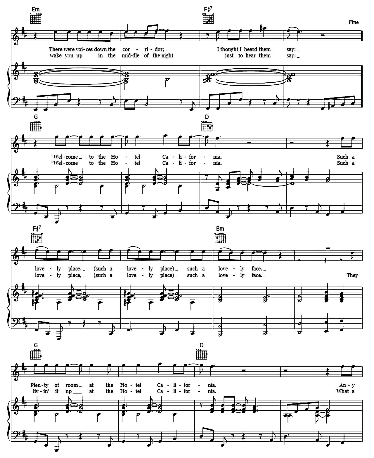 Hotel California sheet music 5