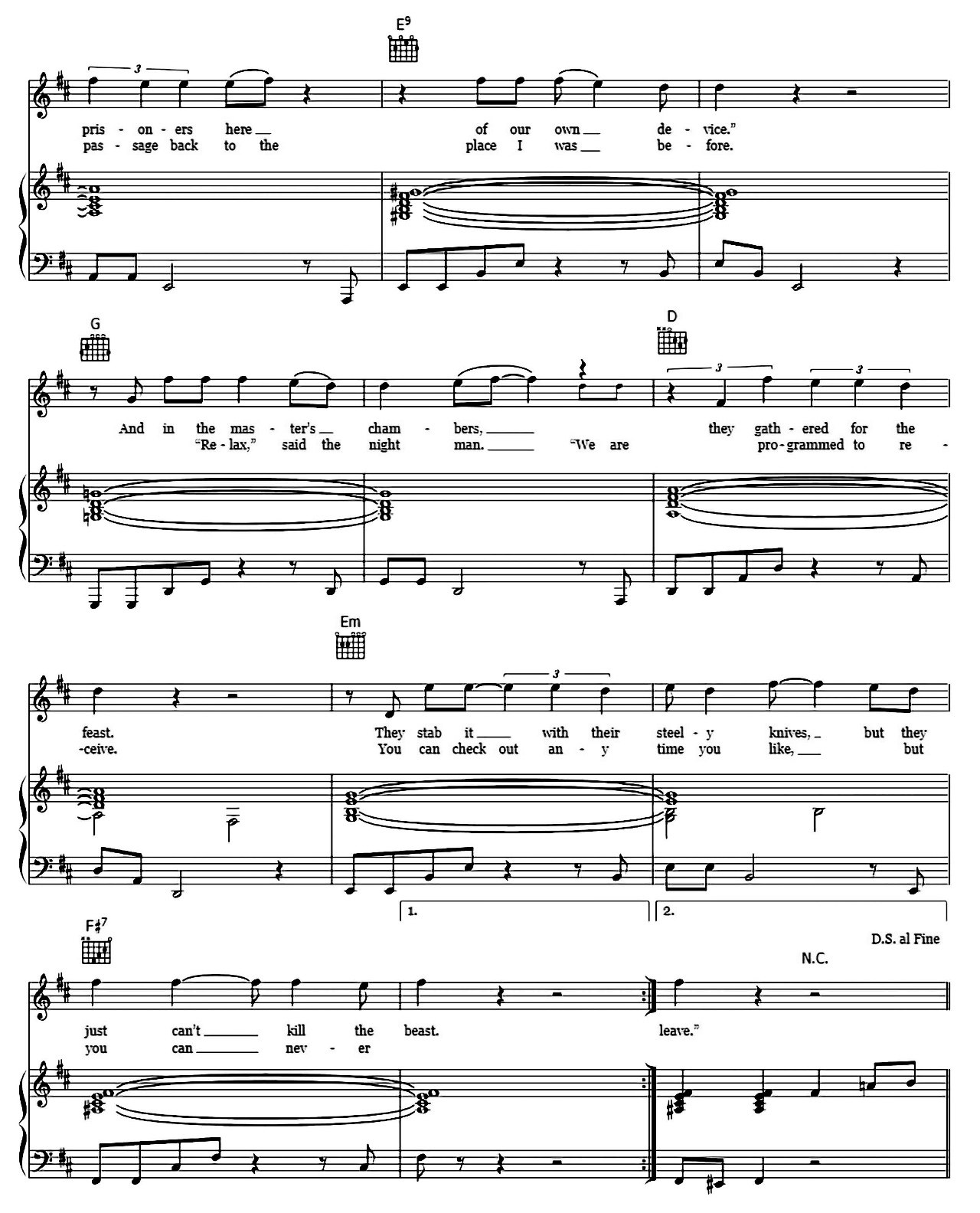 Hotel California sheet music 7