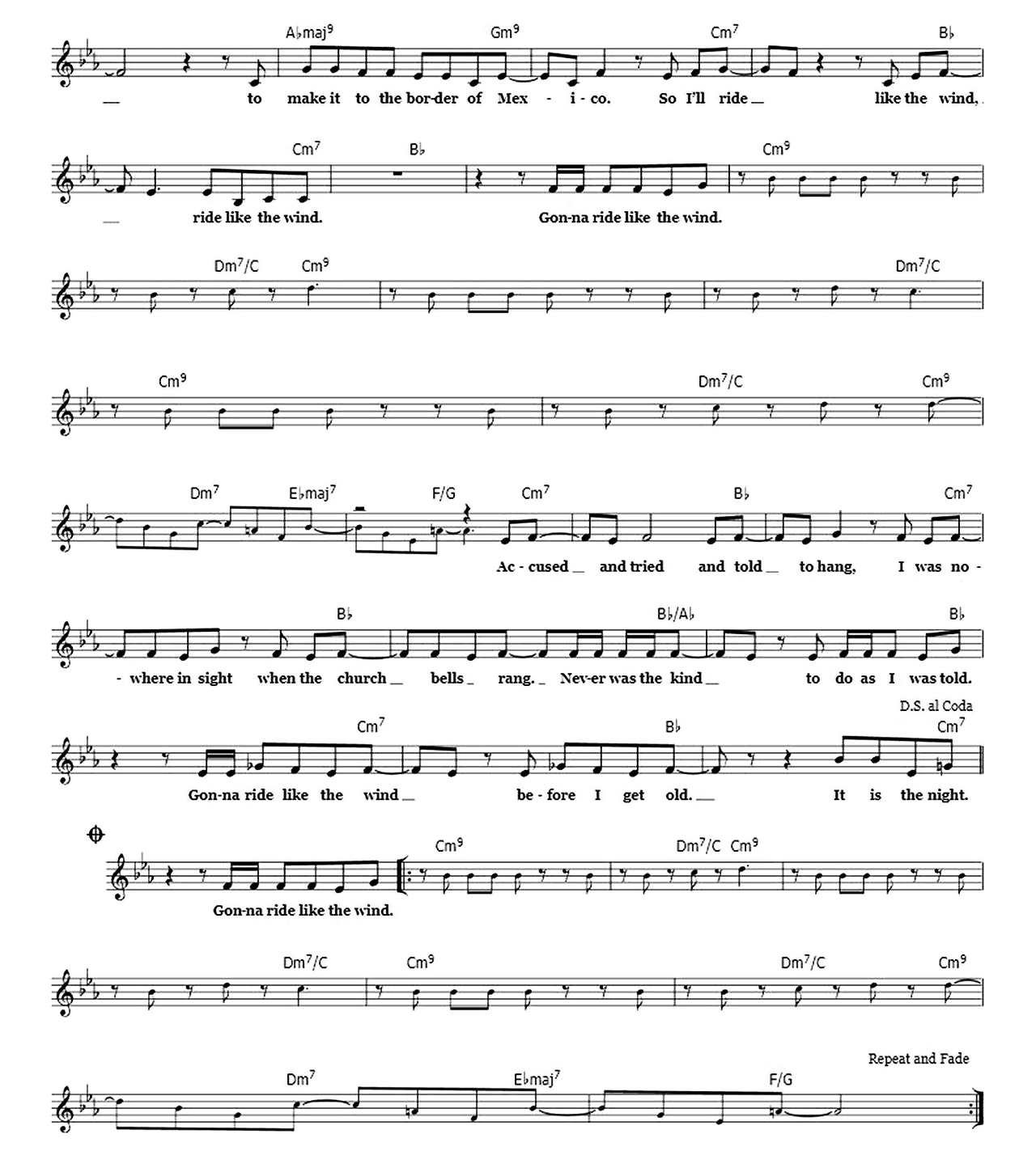 Ride Like The Wind sheet music 2