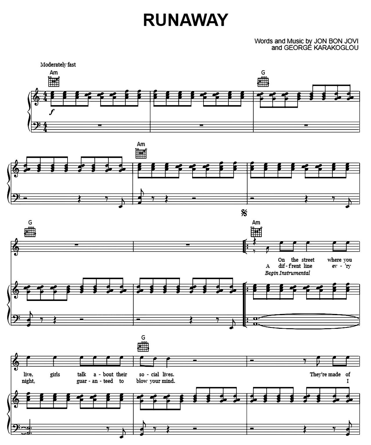 Runaway sheet music