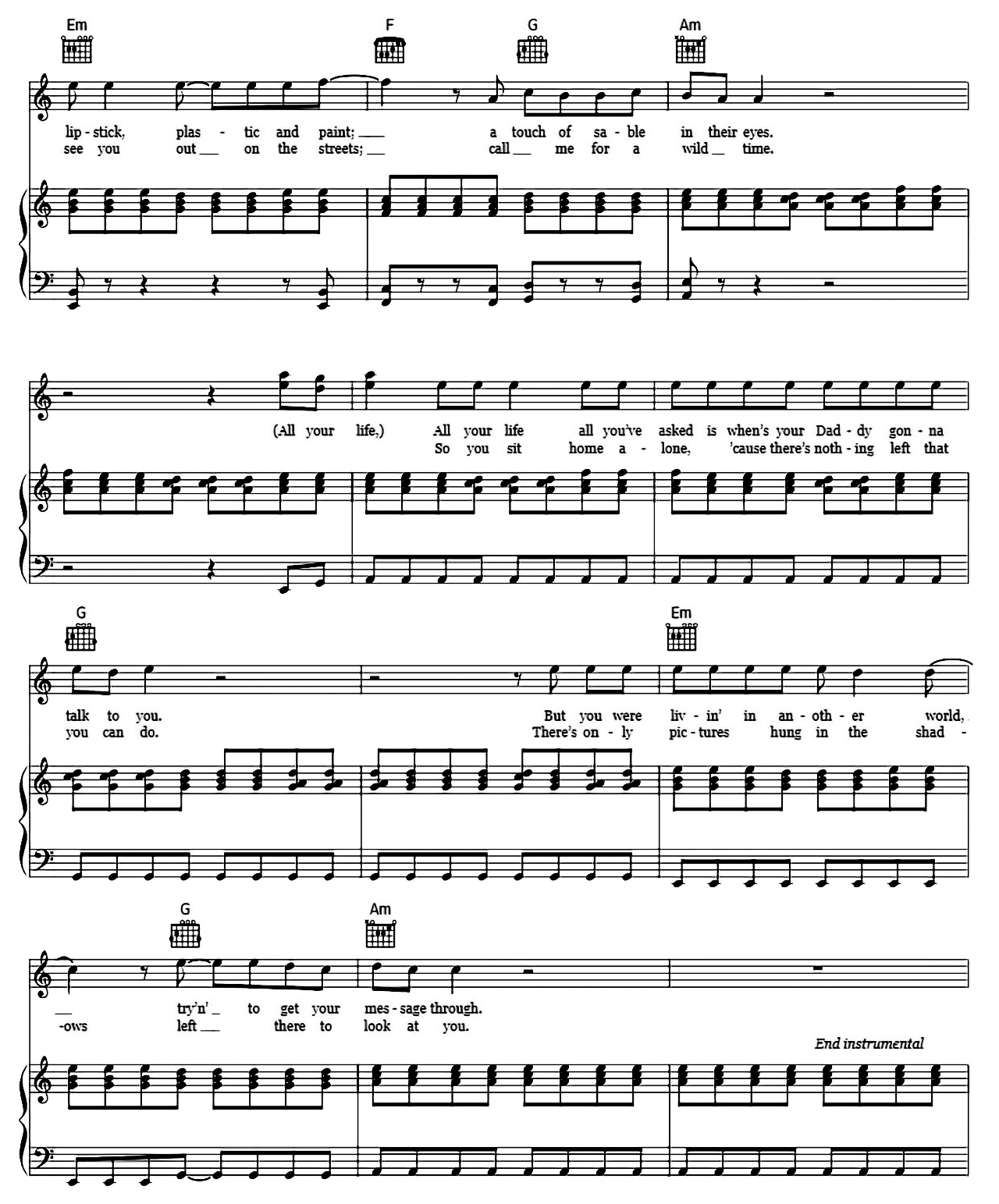 Runaway sheet music 2