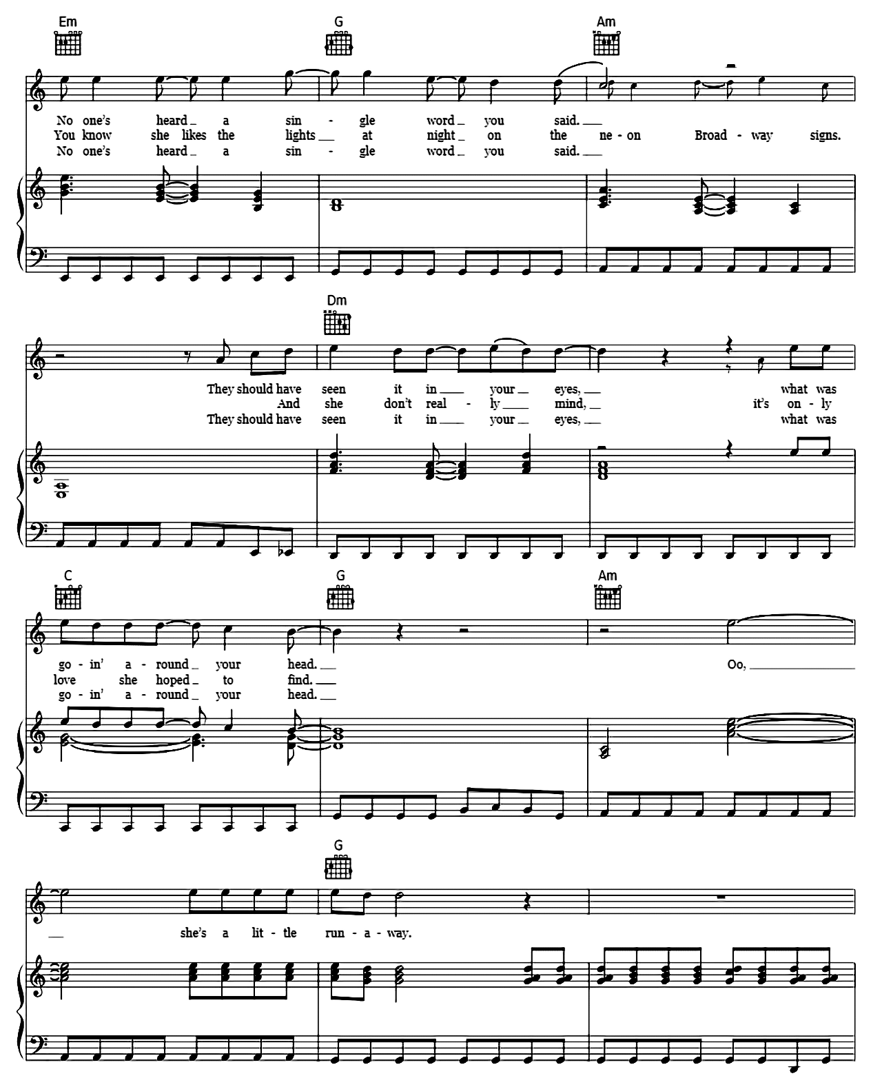 Runaway sheet music 3