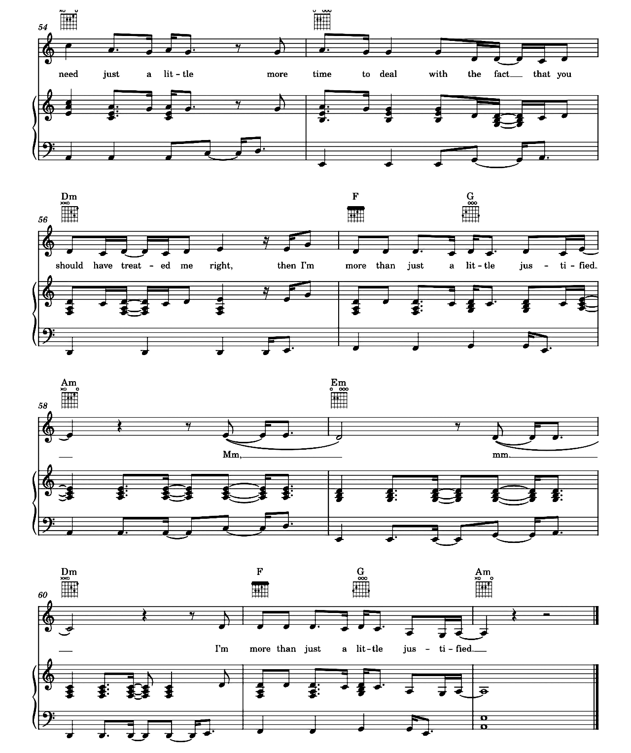 Justified sheet music 7