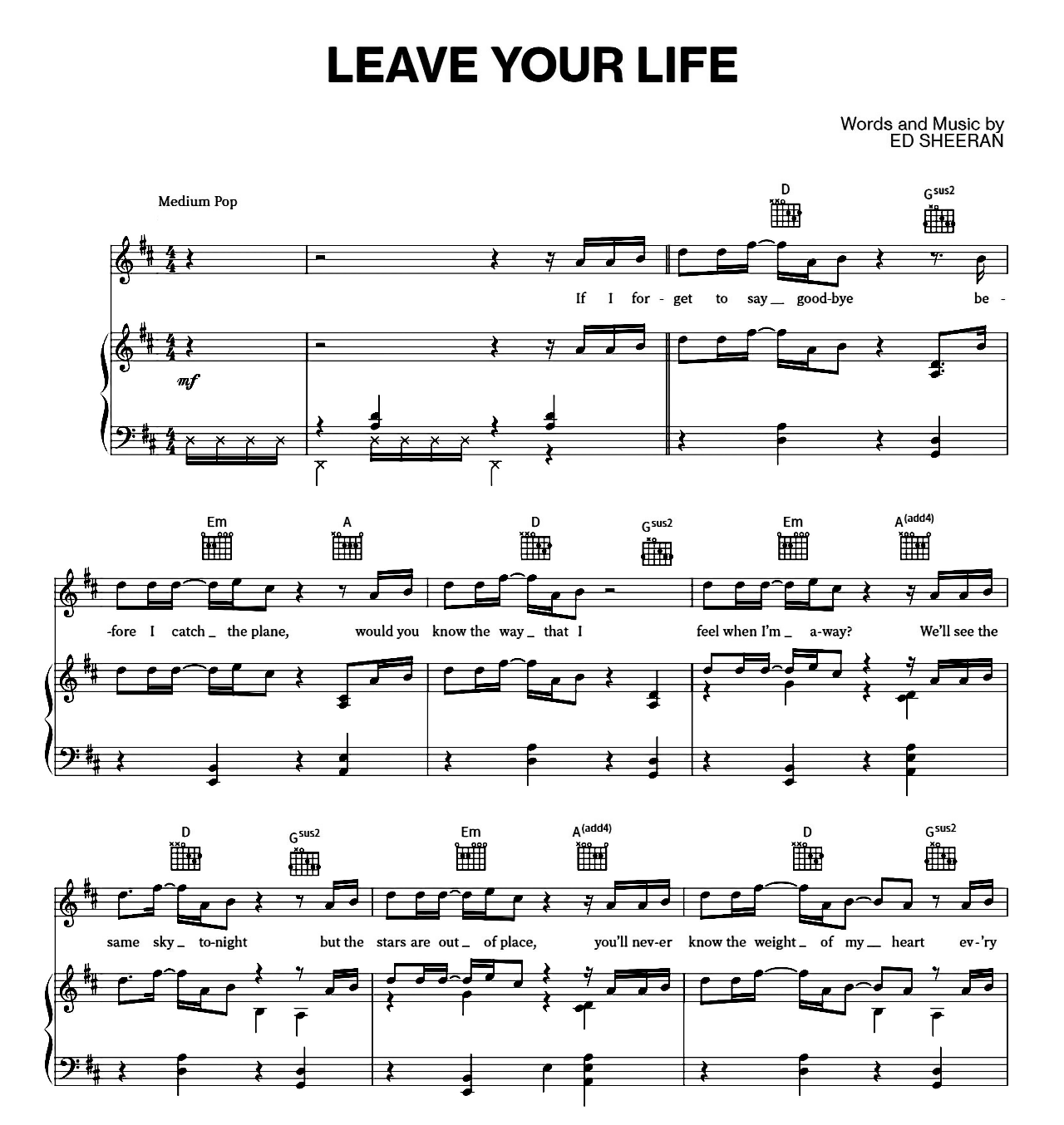 Leave Your Life sheet music