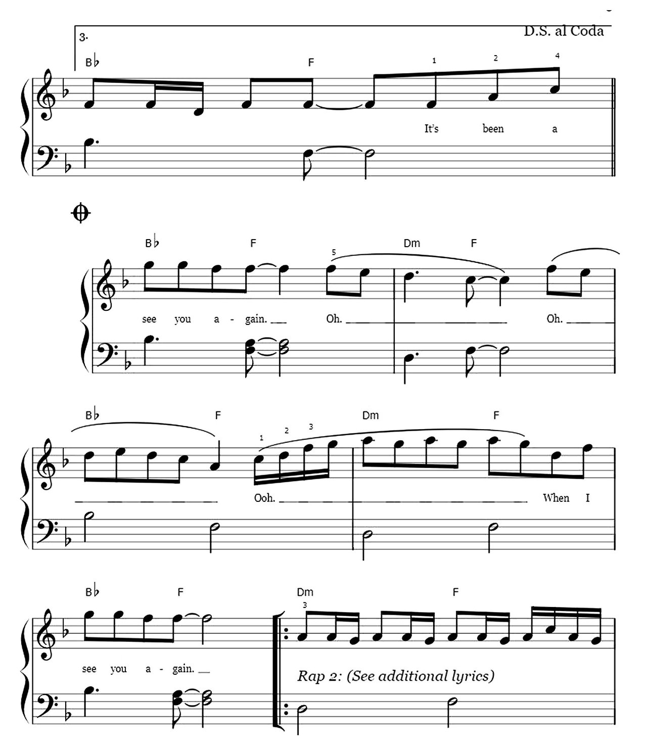 See You Again (easy Piano From Furious 7) sheet music 3