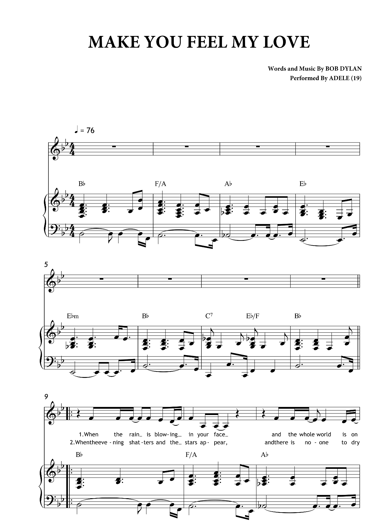 Make You Feel My Love sheet music