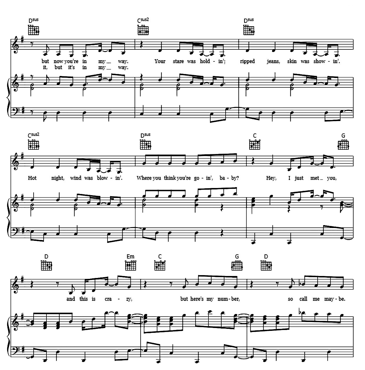 Call Me Maybe sheet music 2