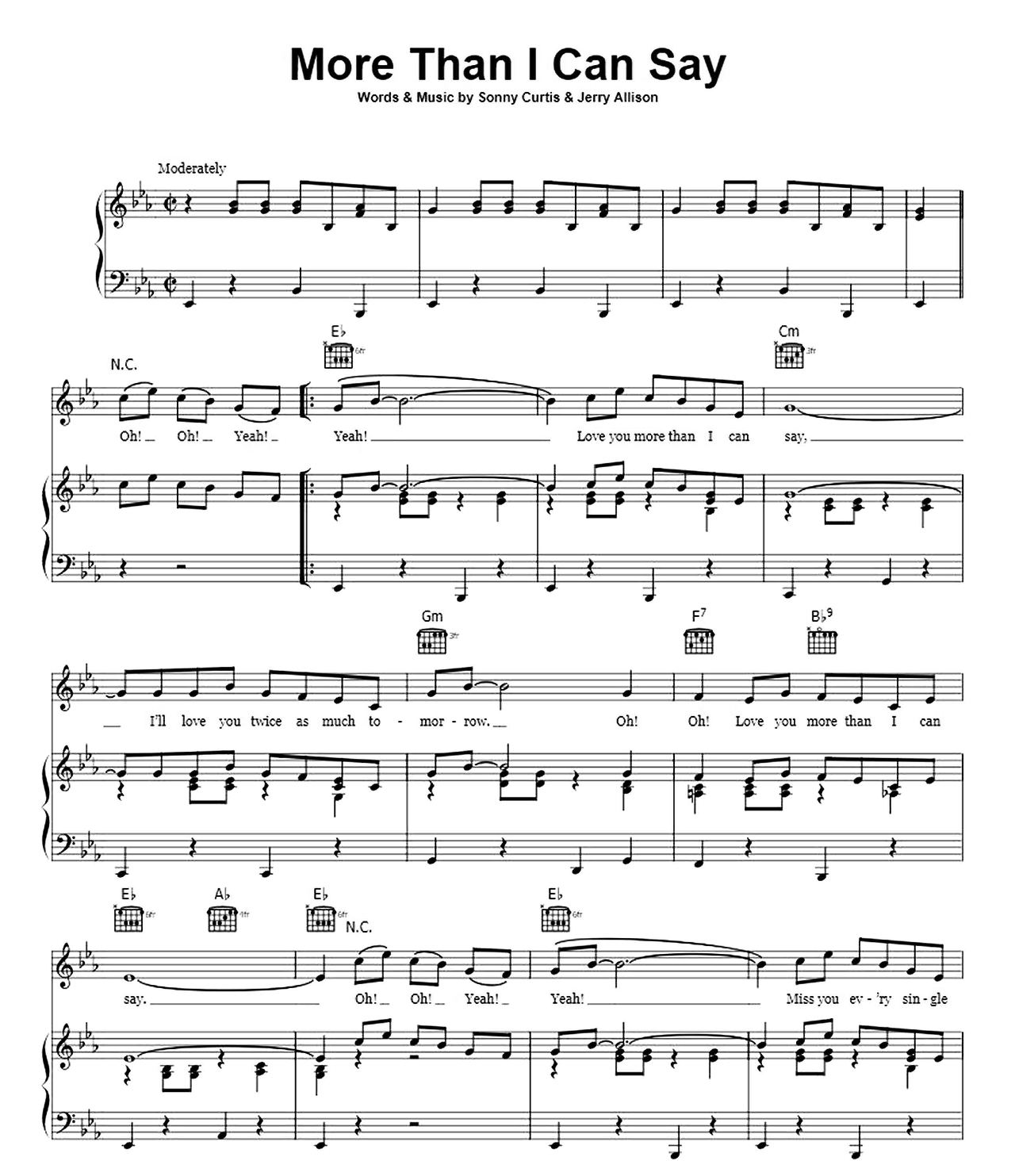More Than I Can Say sheet music