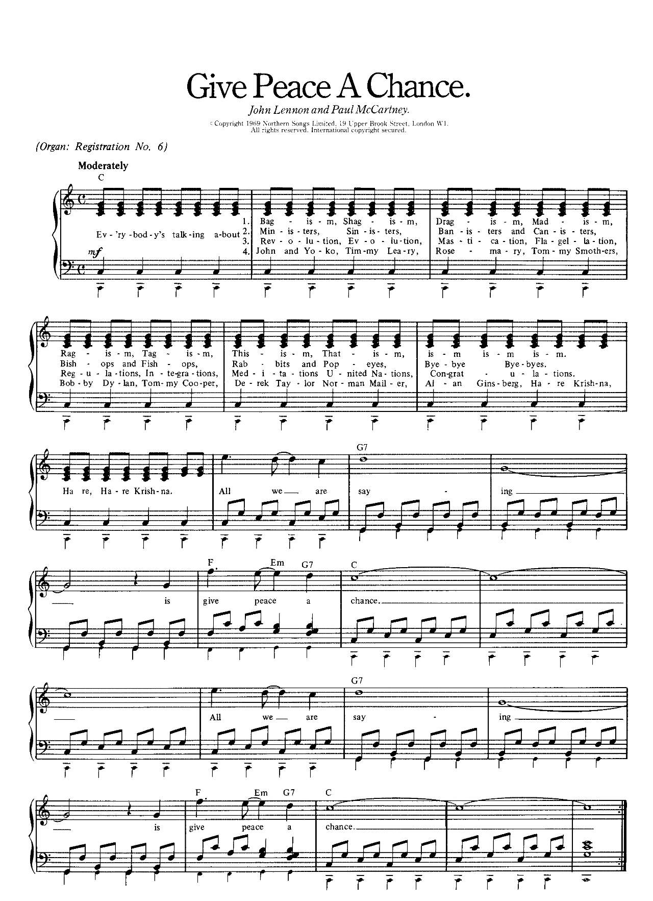 Give Peace A Chance sheet music