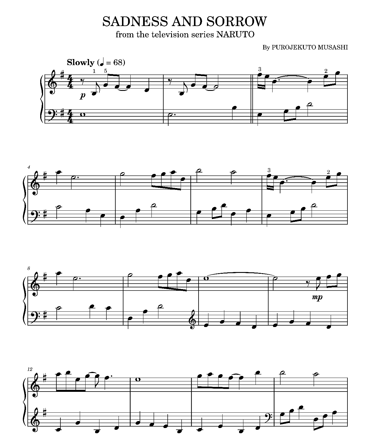 Sadness And Sorrow sheet music