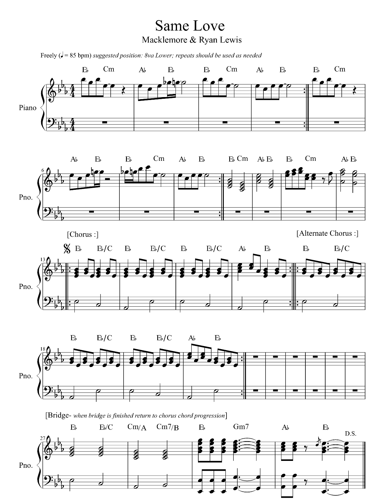 Same Love sheet music