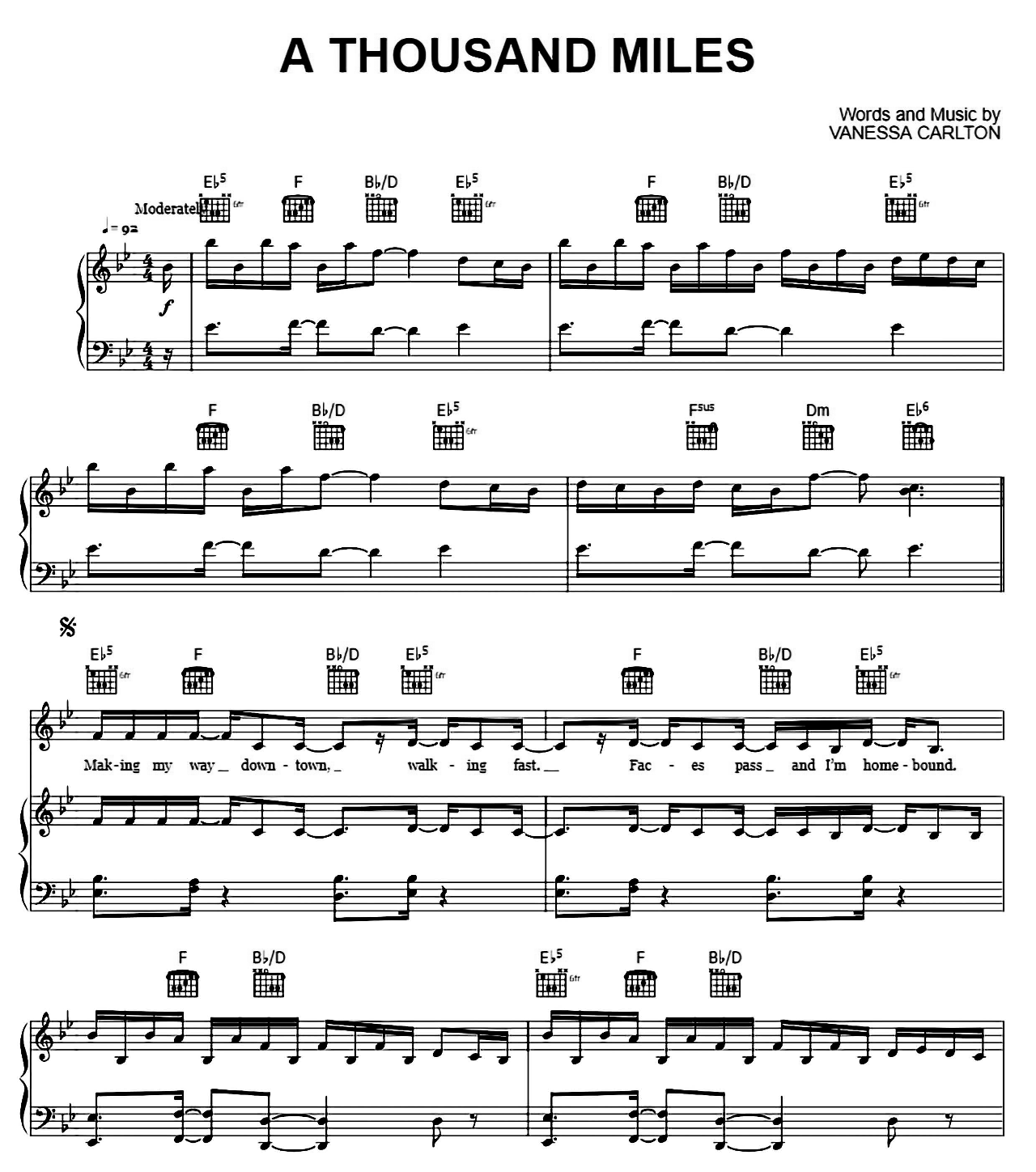 A Thousand Miles sheet music