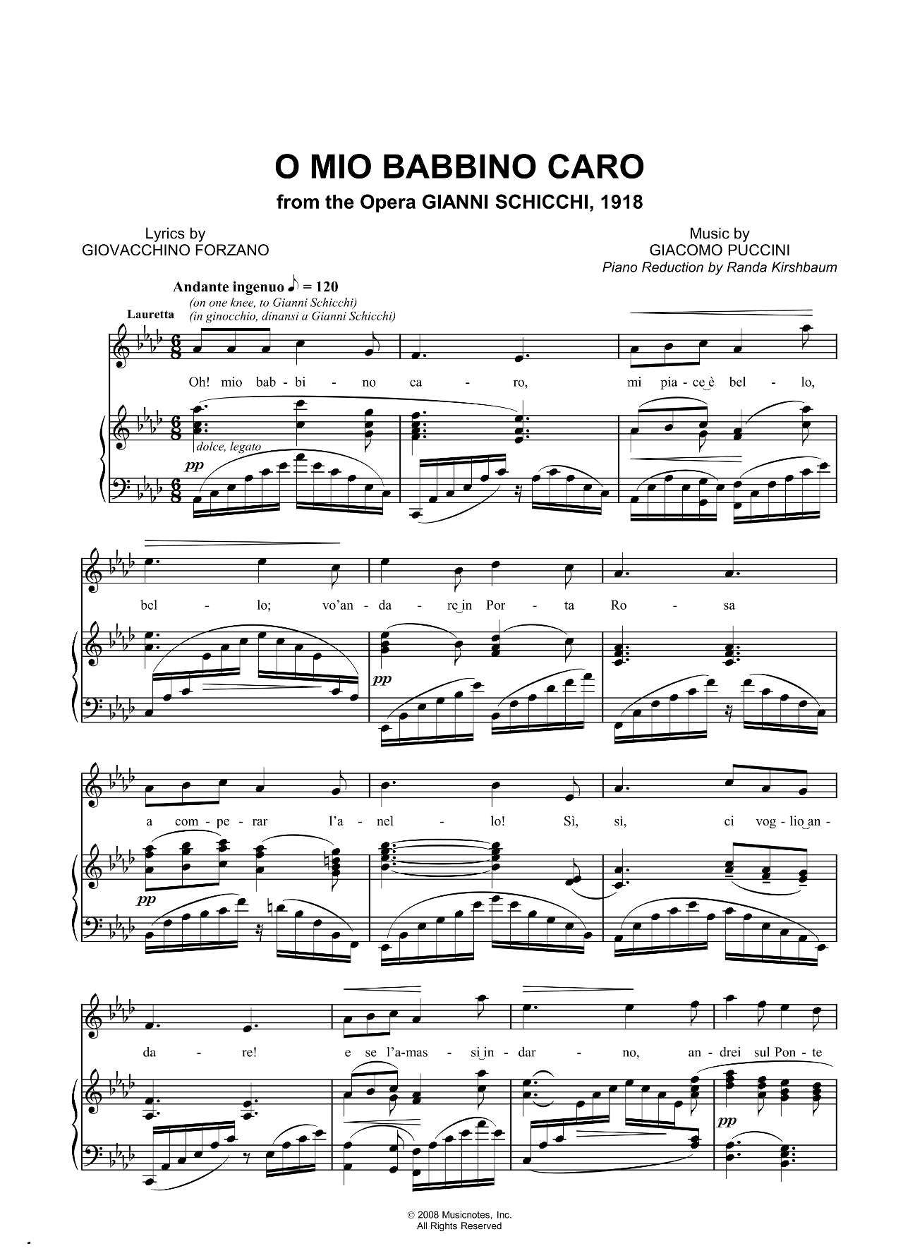 O Mio Babbino Caro sheet music