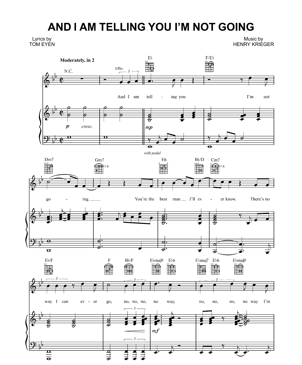 And I Am Telling You I'm Not Going sheet music